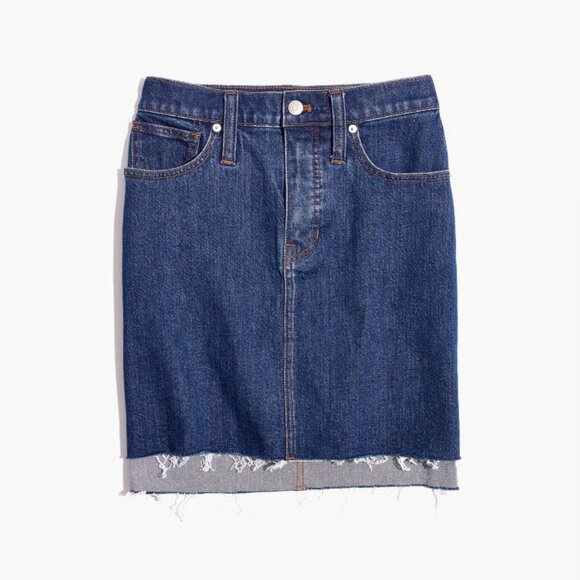 Stretch Denim Straight Mini Skirt: Step-Hem Edition - Picture 1 of 9